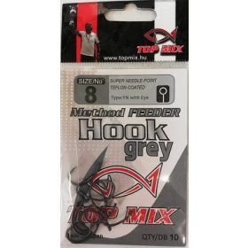 Top Mix Black Method Feeder 8 Eyed, Barbed Carp Hook 10pcs