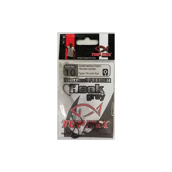 Top Mix Black Method Feeder 10 Eyed, Barbed Carp Hook 10pcs