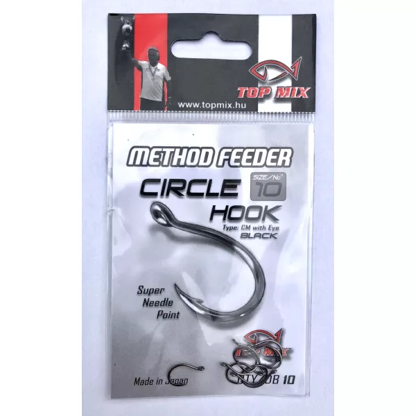 Top Mix Method Feeder Circle 10 Eyed, Barbed Carp Hook 10pcs