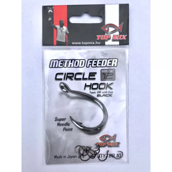 Top Mix Method Feeder Circle 12 Eyed, Barbed Carp Hook 10pcs