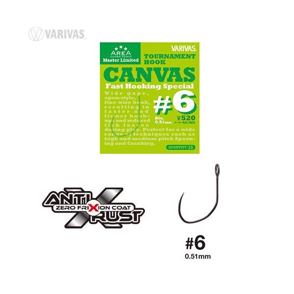 Varivas Super Trout Area Tournament Canvas #6 Fast Hooking Special Barbless Hook 15 pcs
