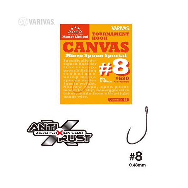 Varivas Super Trout Area Tournament Canvas #8 Micro Spoon Special Barbless Hook 15pcs