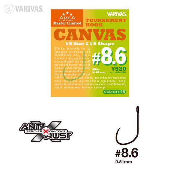 Varivas Super Trout Area Tournament Canvas #8.6 Fast Hooking Special Barbless Hook 15pcs