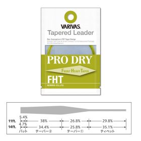   Varivas Tapered Leader Pro Dry FHT 3X 3.35m 0.205-0.45mm Fly Fishing Leader