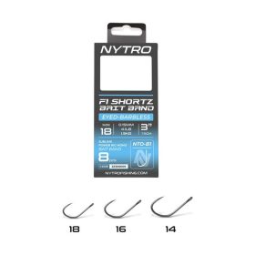   Nytro NTO-B1 14 0.13mm 7.5cm Pre-tied Eyed, Barbless Bait Ring Hook 8pcs