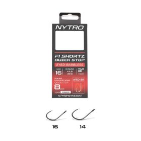   Nytro NTO-B1 14 0.13mm 7.5cm Pre-tied Eyed, Barbless Quick-Stop Hook 8pcs