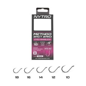   Nytro NTO-B2 10 0,23mm 10cm Pre-tied Eyed, Barbless Bait Ring Hook 8pcs