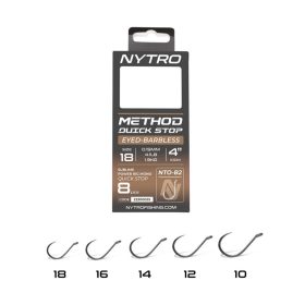   Nytro NTO-B2 18 0.15mm 10cm Pre-tied Eyed, Barbless Quick-Stop Hook 8pcs