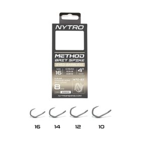   Nytro NTO-B3 10 0.25mm 10cm Pre-tied Eyed, Barbless Bait Spike Hook 8pcs