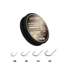   Nytro NTO5 Feeder Allround 16 0,11mm 100cm Pre-tied Spaded, Barbed Hook 8pcs