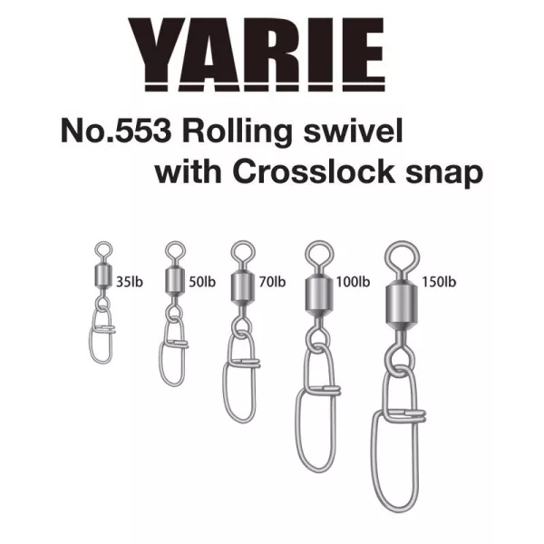 Yarie 553 Crosslock Snap 35lb Swivel 6pcs