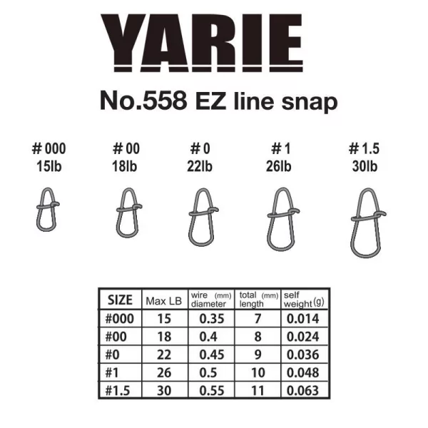 Yarie 558 Ez Line Snap 15lb 000 Snap 11pcs
