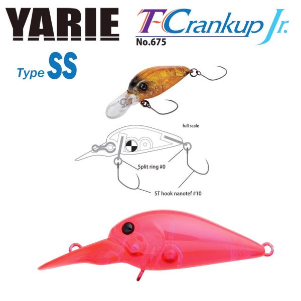 Yarie T-Crankup Jr 675 Type SS 2.8cm 2.1gr C18 Clear Pink Wobbler