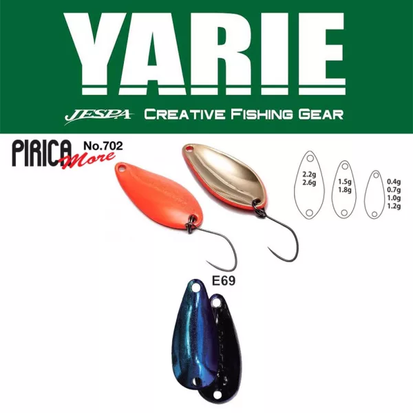 Yarie 702 Pirica More 2,2gr E69 Fire Blue Spoon Lure