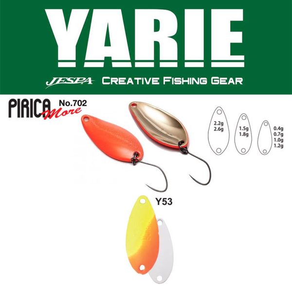 Yarie 702 Pirica More 2.6gr Y53 Lemon/Orange Spoon Lure