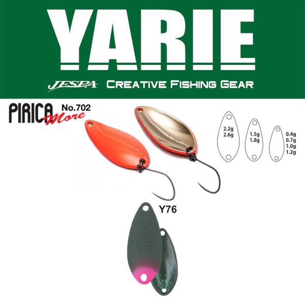 Yarie 702 Pirica More 2.6gr Y76 Olive/Pink Tail Spoon Lure