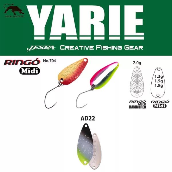 Yarie 704 Ringo Midi 1.8gr AD22 Saber Silver Spoon Lure
