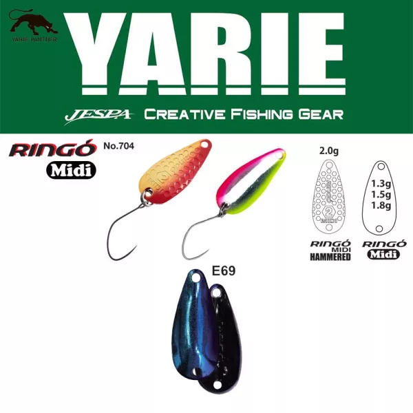 Yarie 704 Ringo Midi 1.8gr E69 Fire Blue Spoon Lure