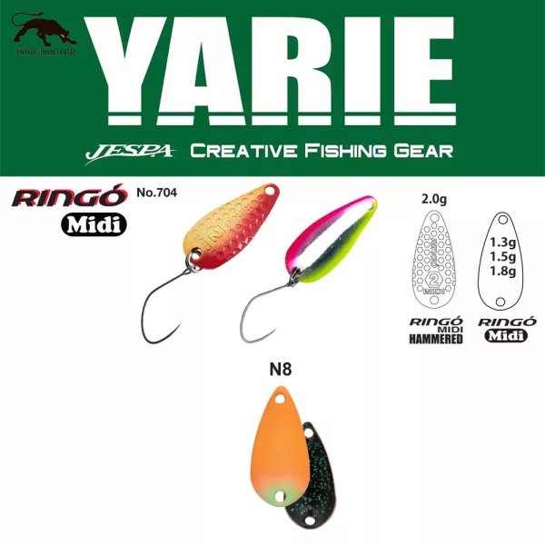 Yarie 704 Ringo Midi 1.8gr N8 AG Carrot/Black Spoon Lure