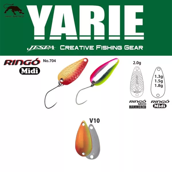 Yarie 704 Ringo Midi 1.8gr V10 Mix Orange Spoon Lure