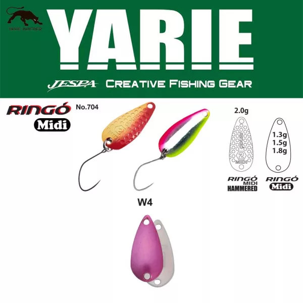 Yarie 704 Ringo Midi 1.8gr W4 Norinori Pink Spoon Lure