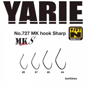   Yarie 727 MK Sharp 08 Barbless Eyed, Barbless, Single Predator Hook 16pcs