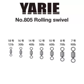 Yarie 805 Rolling Swivel Black 40lb 14 Swivel 18pcs
