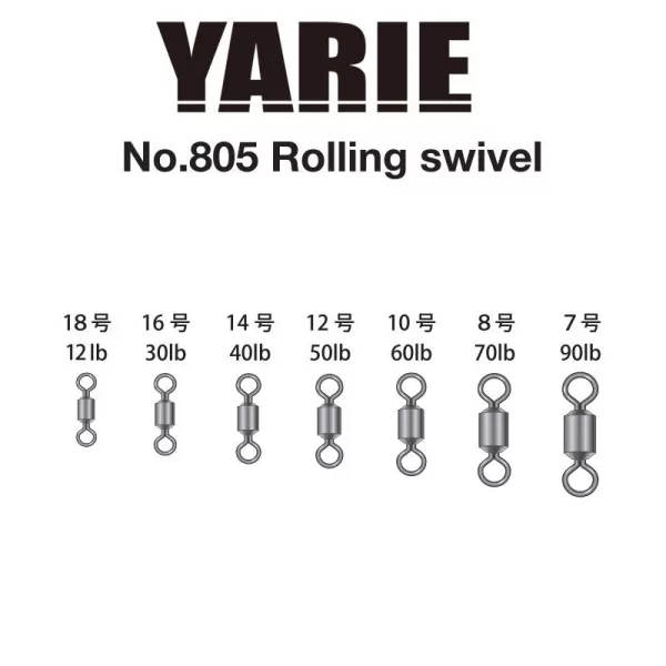 Yarie 805 Rolling Swivel Black 40lb 14 Swivel 18pcs