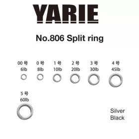 Yarie 806 Split Ring Black 30lb #3 Split Rings 25pcs