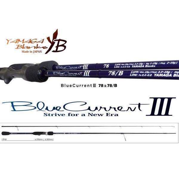 Yamaga Blanks Blue Current III 78 2.42m 2-15gr 2 Piece Spinning Rod