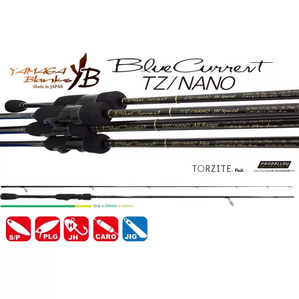 Yamaga Blanks Blue Current 77TZ Nano Global 2,31m 1,5-13gr 2 Piece Spinning Rod