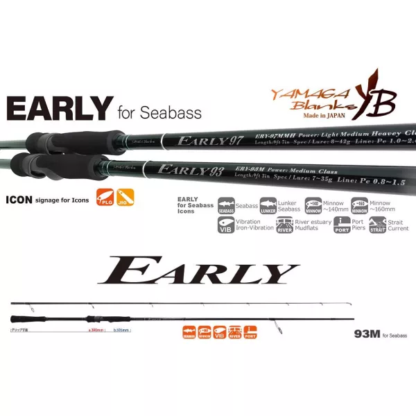 Yamaga Blanks Early Seabass 93M 2,81m 7-35gr 2 Piece Spinning Rod