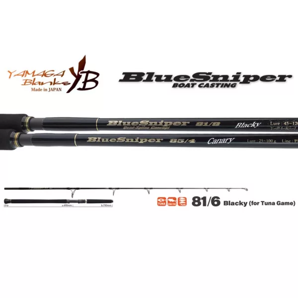 Yamaga Blanks Blue Sniper 81/6 Blacky Tuna 2,48m 30-110gr 2 Piece Spinning Rod