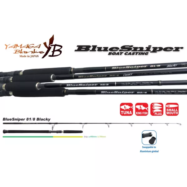 Yamaga Blanks Blue Sniper 81/8 Blacky Tuna 2,48m 45-120gr 2 Piece Spinning Rod