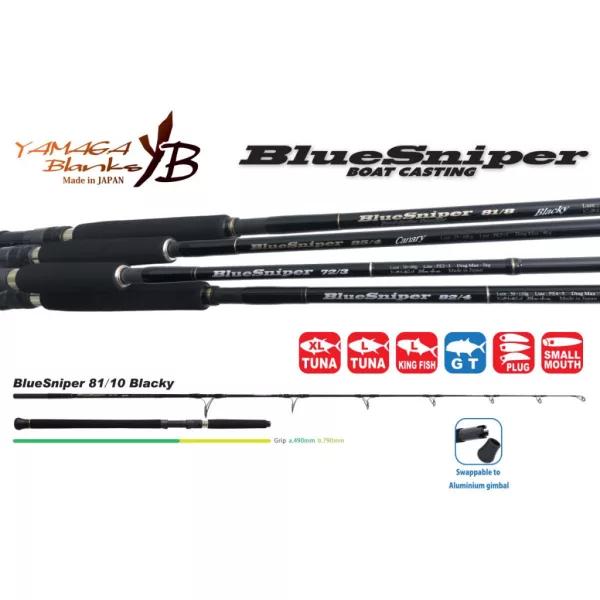 Yamaga Blanks Blue Sniper 81/10 Blacky Tuna 2,48m 50-130gr 2 Piece Spinning Rod