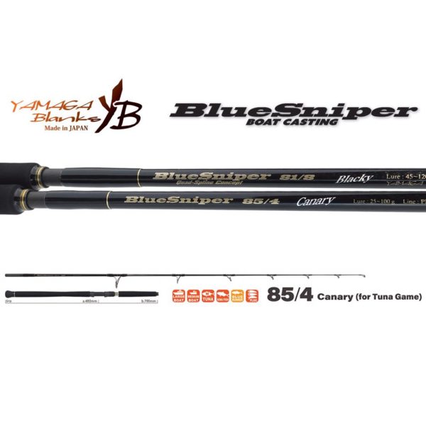 Yamaga Blanks Blue Sniper 85/4 Canary 2,57m 25-100gr 2 Piece Spinning Rod