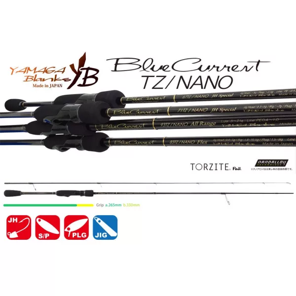 Yamaga Blanks Blue Current 71TZ Nano 2.175m 7gr 2-Piece Spinning Rod