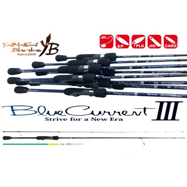 Yamaga Blanks Blue Current III 74 2.23m 1-10gr 2 Piece Spinning Rod