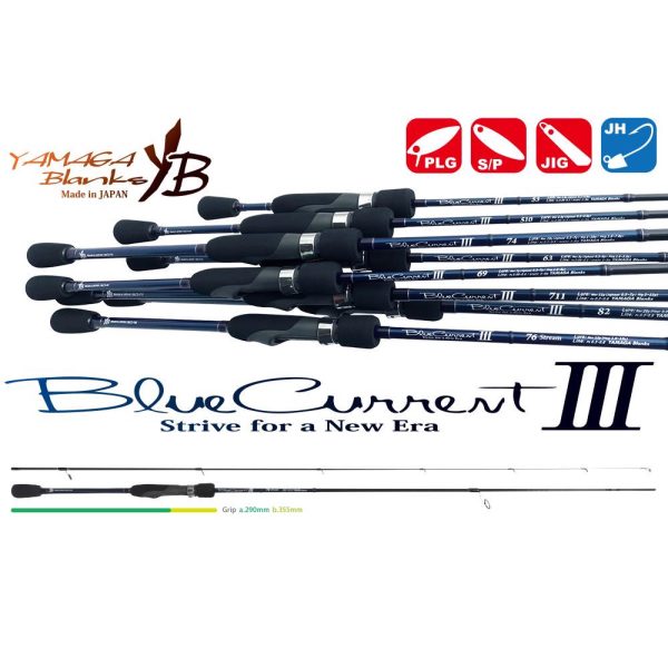 Yamaga Blanks Blue Current III 76Stream 2.29m 1.6-12gr 2 Piece Spinning Rod