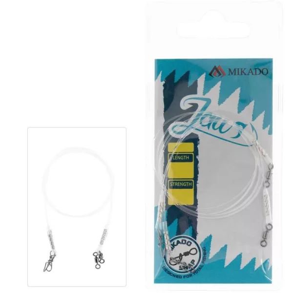 Mikado Jaws Fluorocarbon 45cm 15kg Predator Leader 2pcs
